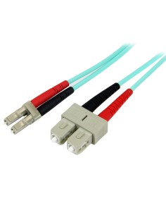 Cable de 2m de Fibra Óptica Multimodo OM3 LC a SC UPC - Full Duplex 50/125µm - para Redes de 100G - LOMMF/VCSEL - Pérdida Baja 